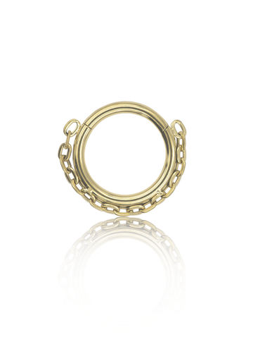 Kolczyk do ucha "Chain around gold" - tytanowy clicker z łańcuszkiem