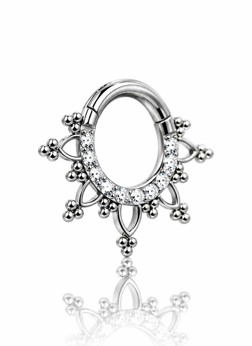 "Gotic" earring - titanium clicker with cubic zirconia