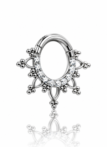 "Gotic" earring - titanium clicker with cubic zirconia