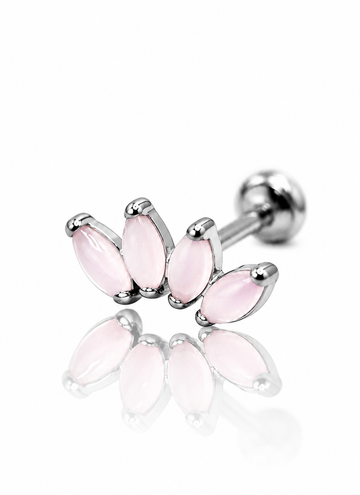 "4 stone pink" ear stud - titanium labret with stones