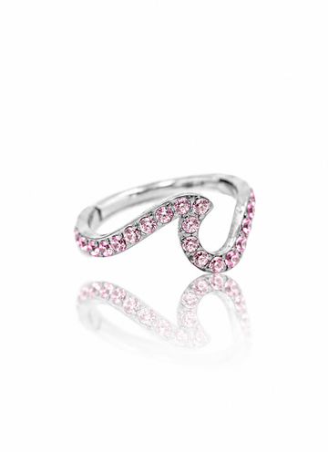 Kolczyk do ucha "Rose snake to be" - tytanowy clicker z różowymi cyrkoniami
