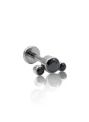 Earring "Black Three" - titanium labret with black zircons