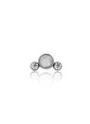 "Mix triple" earring - titanium labret with cubic zirconia and opal
