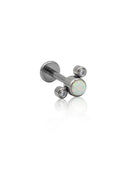 "Mix triple" earring - titanium labret with cubic zirconia and opal