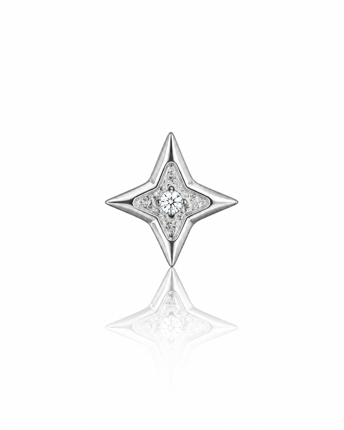 "Star zirconia" ear stud - titanium labret with single zirconia