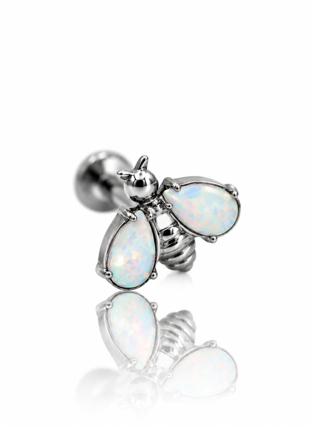 "Bee or not to bee" earring - titanium bee labret with opals