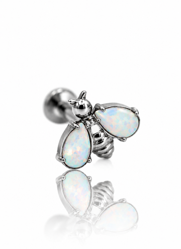 "Bee or not to bee" earring - titanium bee labret with opals