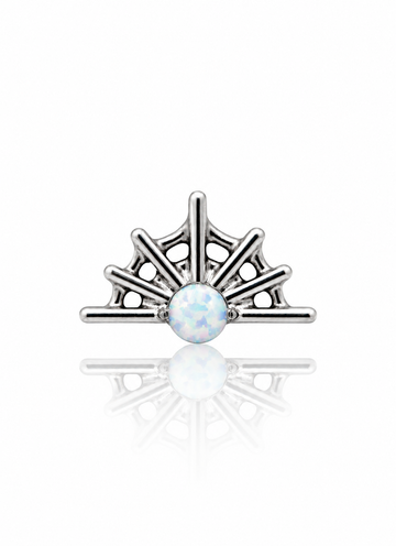 Earring "Opal web" - titanium labret spider web with opal