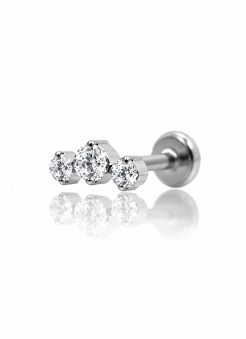 Earring "Small tiara" - titanium labret with zircons