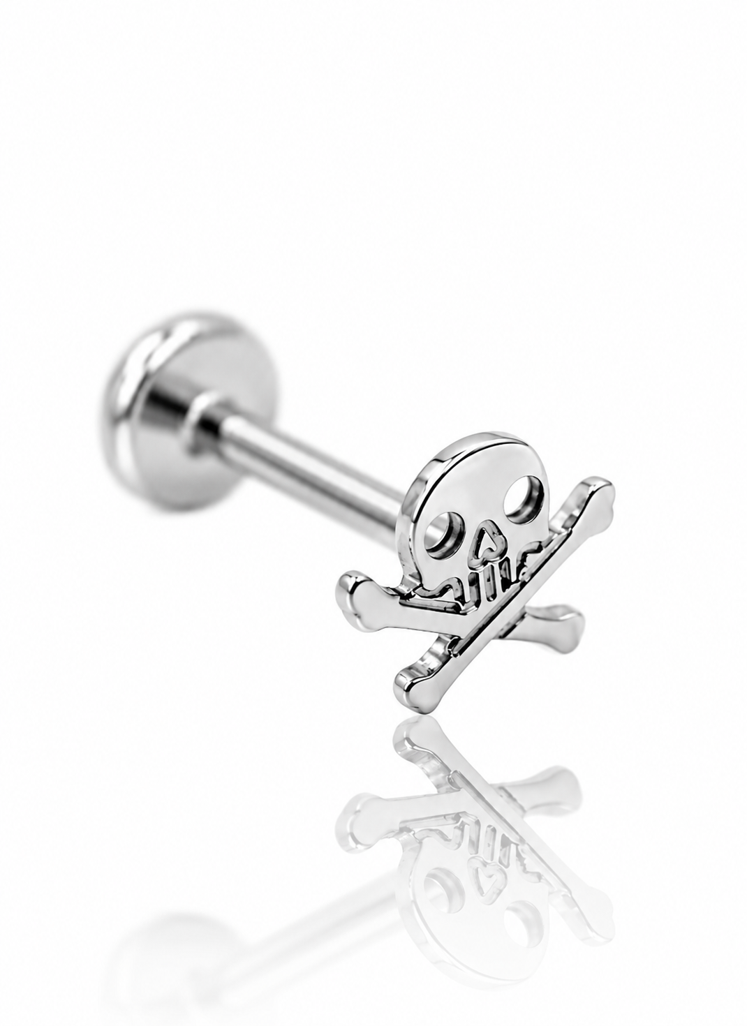 Kolczyk do ucha "Cool skull" - tytanowy labret czaszka