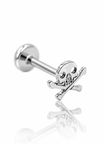 "Cool skull" ear stud - titanium skull labret
