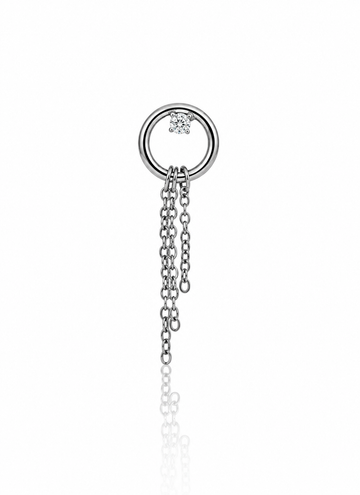 "Silver chain rain" earring - titanium cap