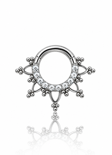 "Gotic" earring - titanium clicker with cubic zirconia