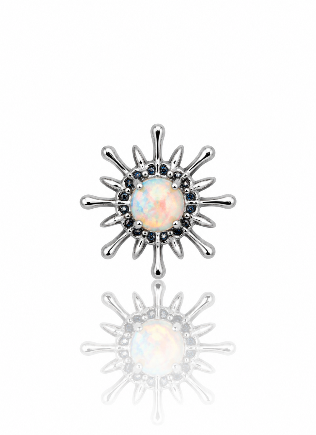 Kolczyk do ucha "Opal sun" - tytanowy labret z opalem