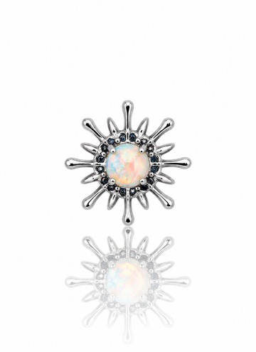 Earring "Opal sun" - titanium labret with opal