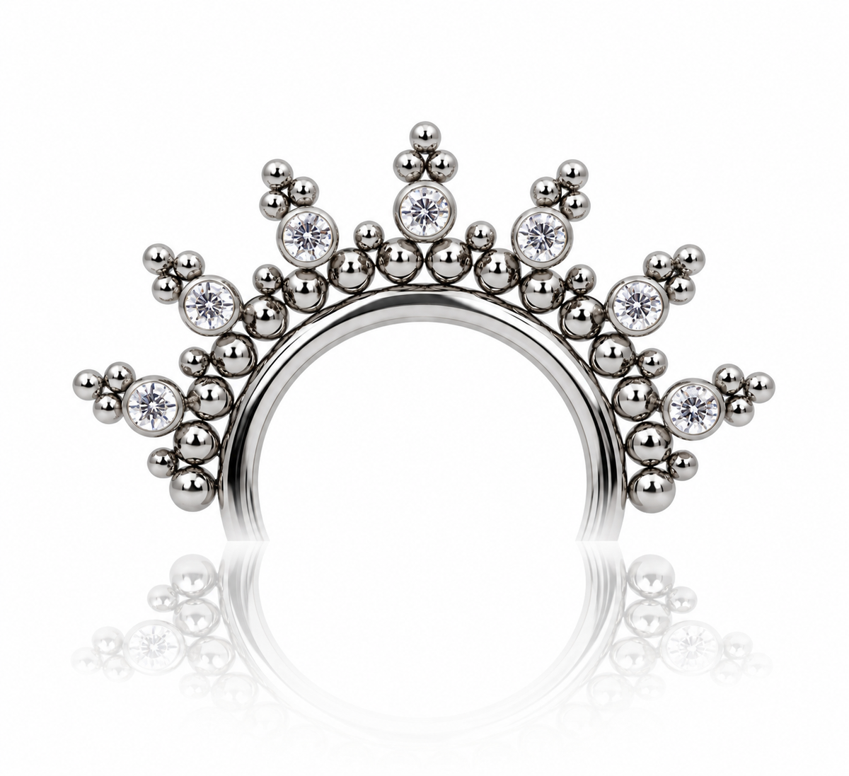 Kolczyk do ucha "Tiara" - tytanowy clicker z cyrkoniami