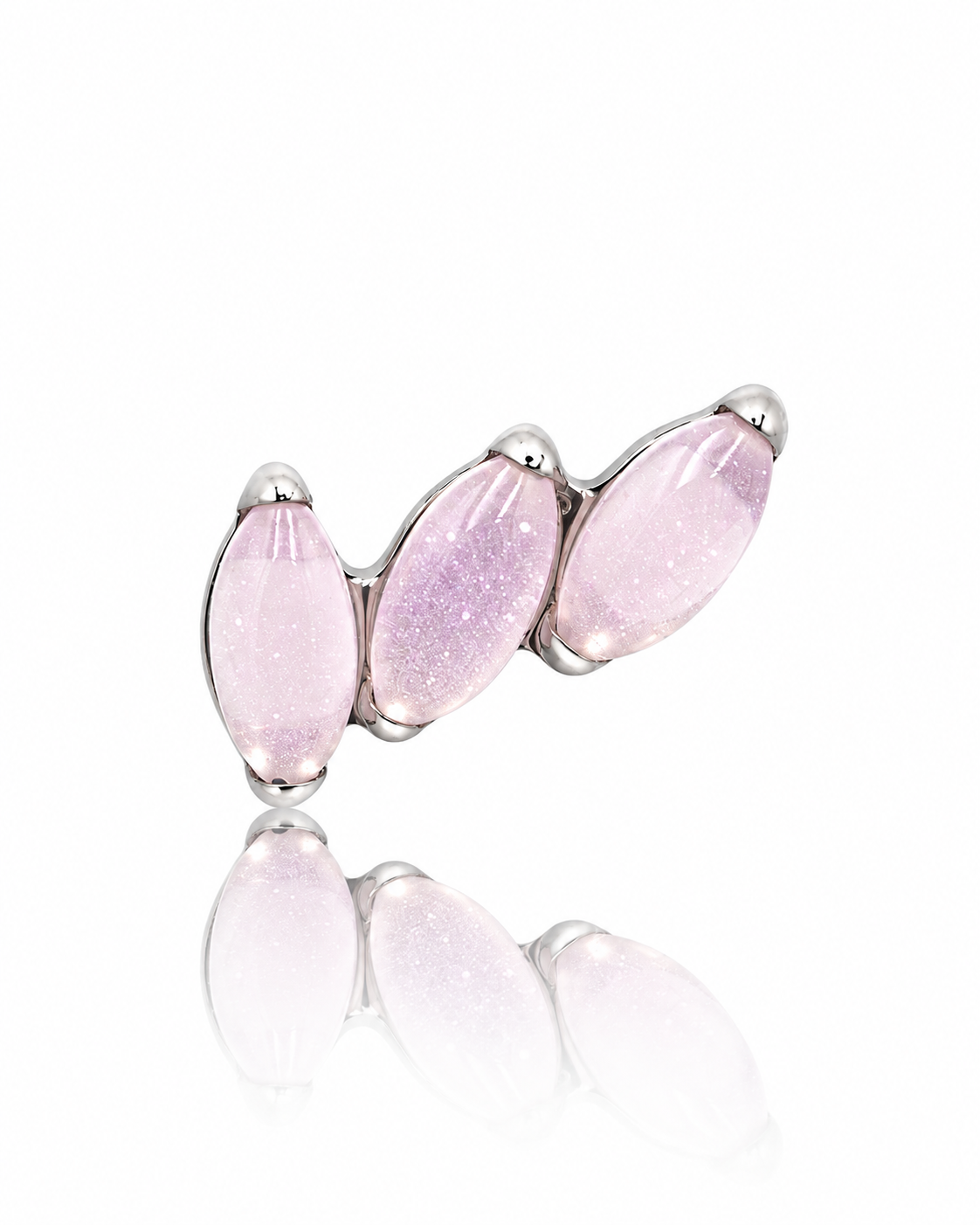 Kolczyk do ucha "3 stone pink" - tytanowy labret z kamieniami