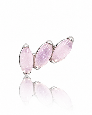 "3 stone pink" ear stud - titanium labret with stones