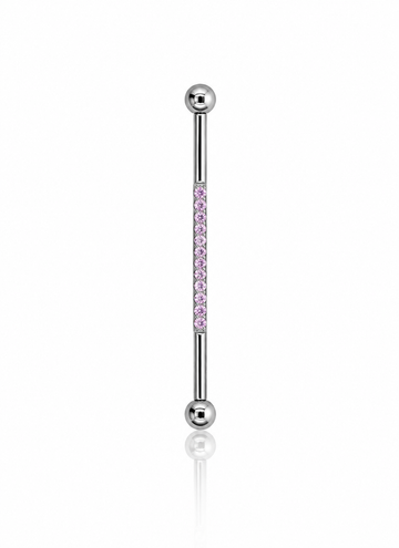 "Pinky long" ear stud - titanium barbell with cubic zirconia