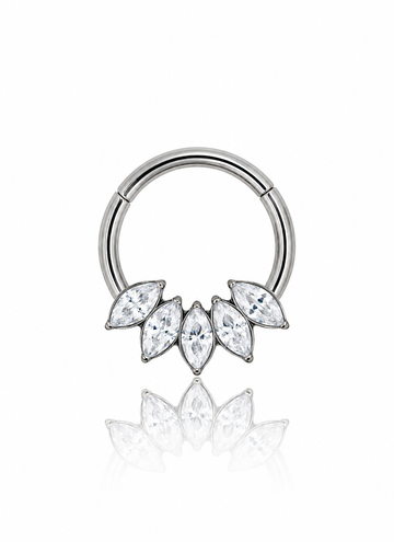 "Fiver" earring - titanium clicker with cubic zirconia