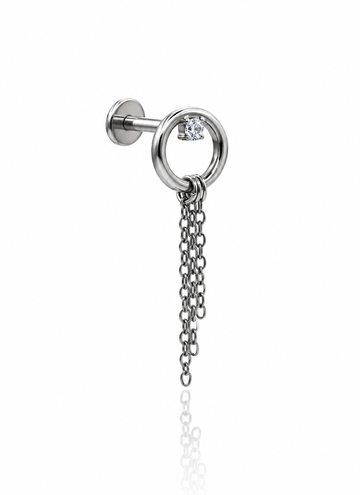 "Silver chain rain" earring - titanium cap