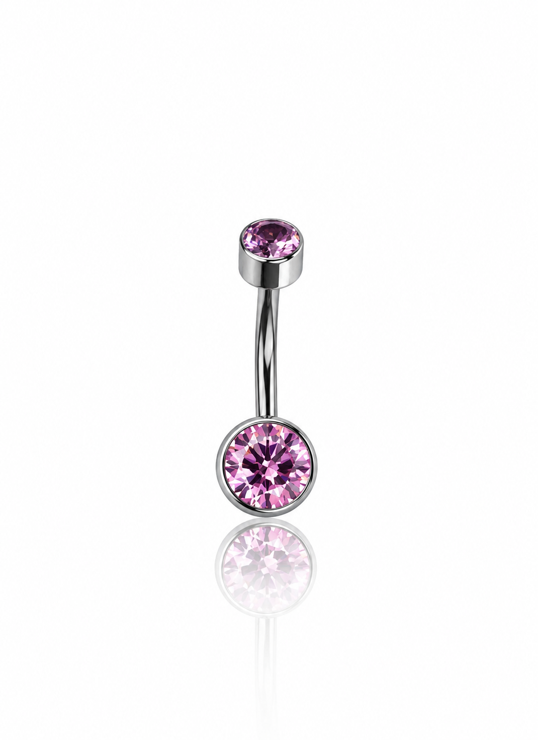 Navel ring "Pinky gem" - titanium earring with zircons