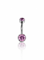 Navel ring "Pinky gem" - titanium earring with zircons