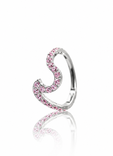 Kolczyk do ucha "Rose snake to be" - tytanowy clicker z różowymi cyrkoniami