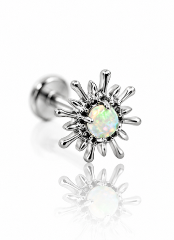 Earring "Opal sun" - titanium labret with opal