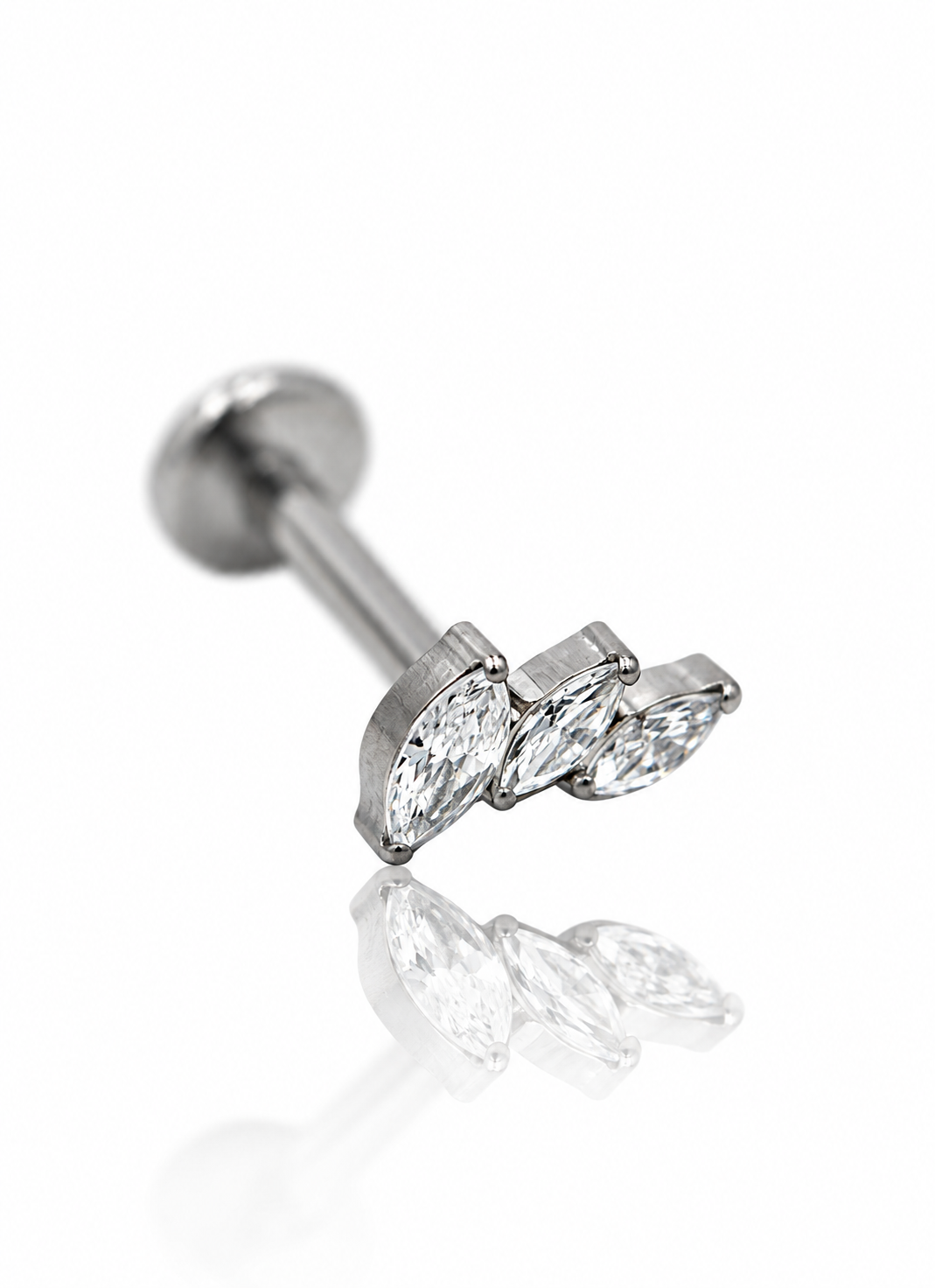 "Trio" earring - titanium labret with zircons
