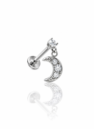 Kolczyk do ucha "Moon drop" -  labret z zawieszką