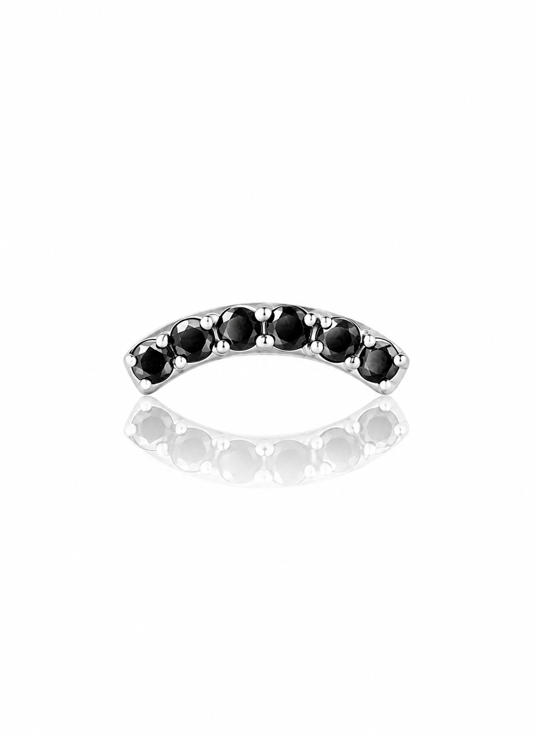 Kolczyk do ucha "Noir crown" - tytanowy labret z czarnymi cyrkoniami