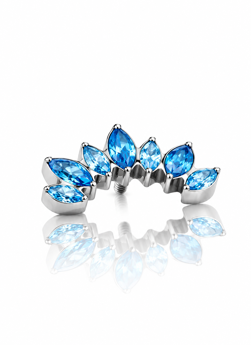 Kolczyk do ucha "Cluster blue" - tytanowy labret z niebieskimi cyrkoniami