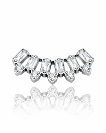 Kolczyk do ucha "Crown for U" - tytanowy labret z cyrkoniami