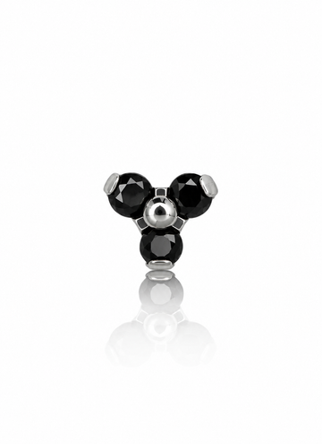"Black trio" earring - titanium labret with black zircons