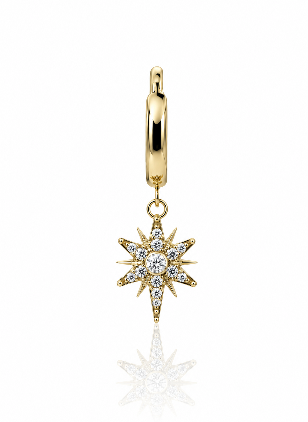 Kolczyk do ucha "Shining star gold" - tytanowy clicker z gwiazdką z cyrkoniami