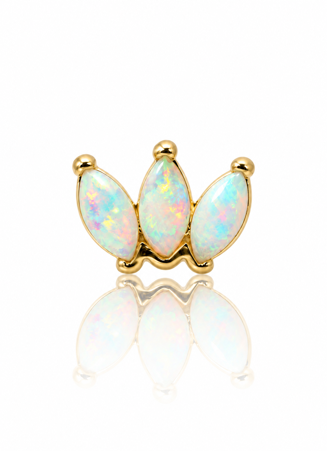 Kolczyk do ucha "Siren" - 14K złoty labret z opalem