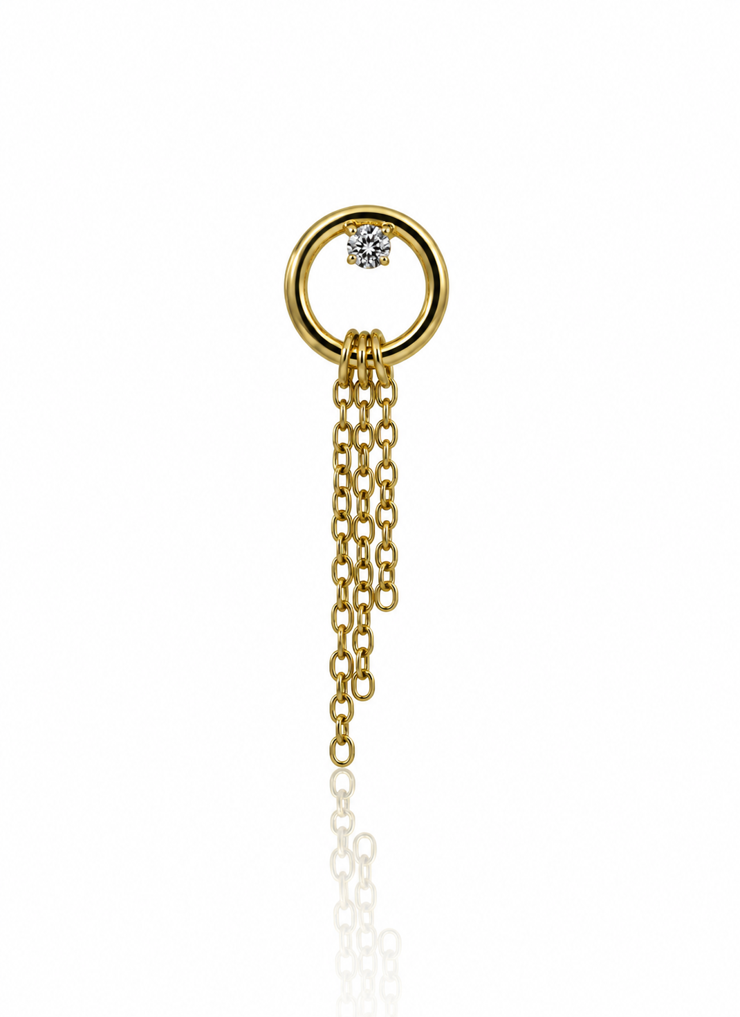 "Golden chain rain" earring - titanium cap
