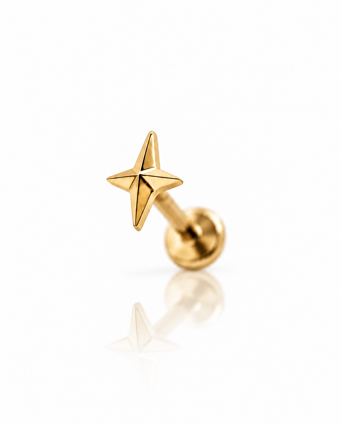 "Small star" ear stud - anodized titanium labret with a star