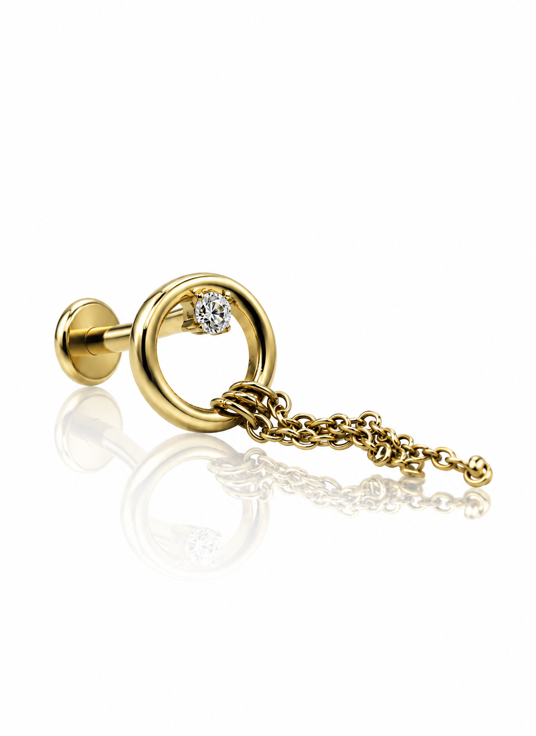 "Golden chain rain" earring - titanium cap