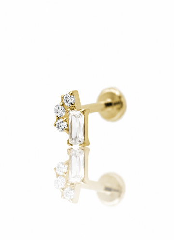 Kolczyk do ucha "Crystal bouquet" - złoty tytanowy labret z cyrkoniami