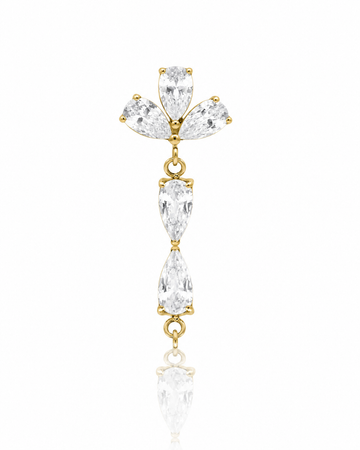 Kolczyk do ucha "Crystal cascade" -  złoty tytanowy labret z  cyrkoniami