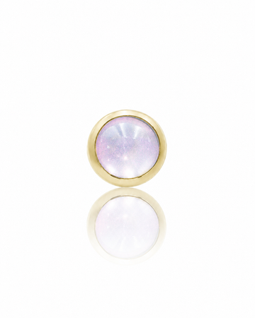 Kolczyk do ucha "1 stone pink" - złoty tytanowy labret z różowym jadeitem