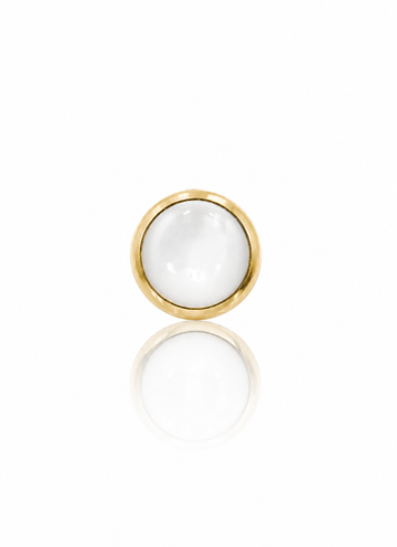 Kolczyk do ucha "1 stone pearl white" - złoty tytanowy labret z masą perłową