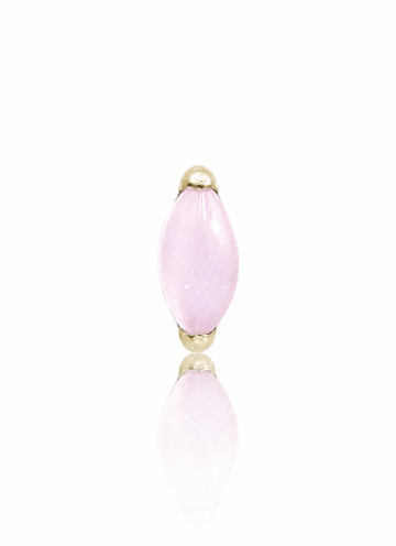 Kolczyk do ucha "1 long stone pink" - złoty tytanowy labret z różowym jadeitem