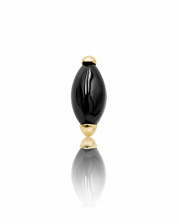 Kolczyk do ucha "1 long stone black" - złoty tytanowy labret z czarnym onyksem
