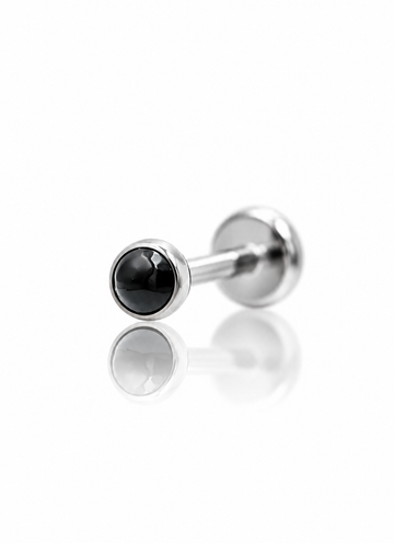 Kolczyk do ucha "1 stone black" - tytanowy labret z czarnym onyksem