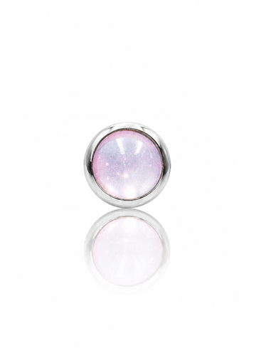 Kolczyk do ucha "1 stone pink" - tytanowy labret z różowym jadeitem
